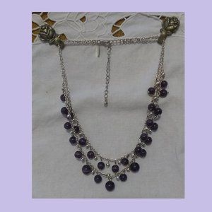 Clearance Purple Glass Bead Necklace